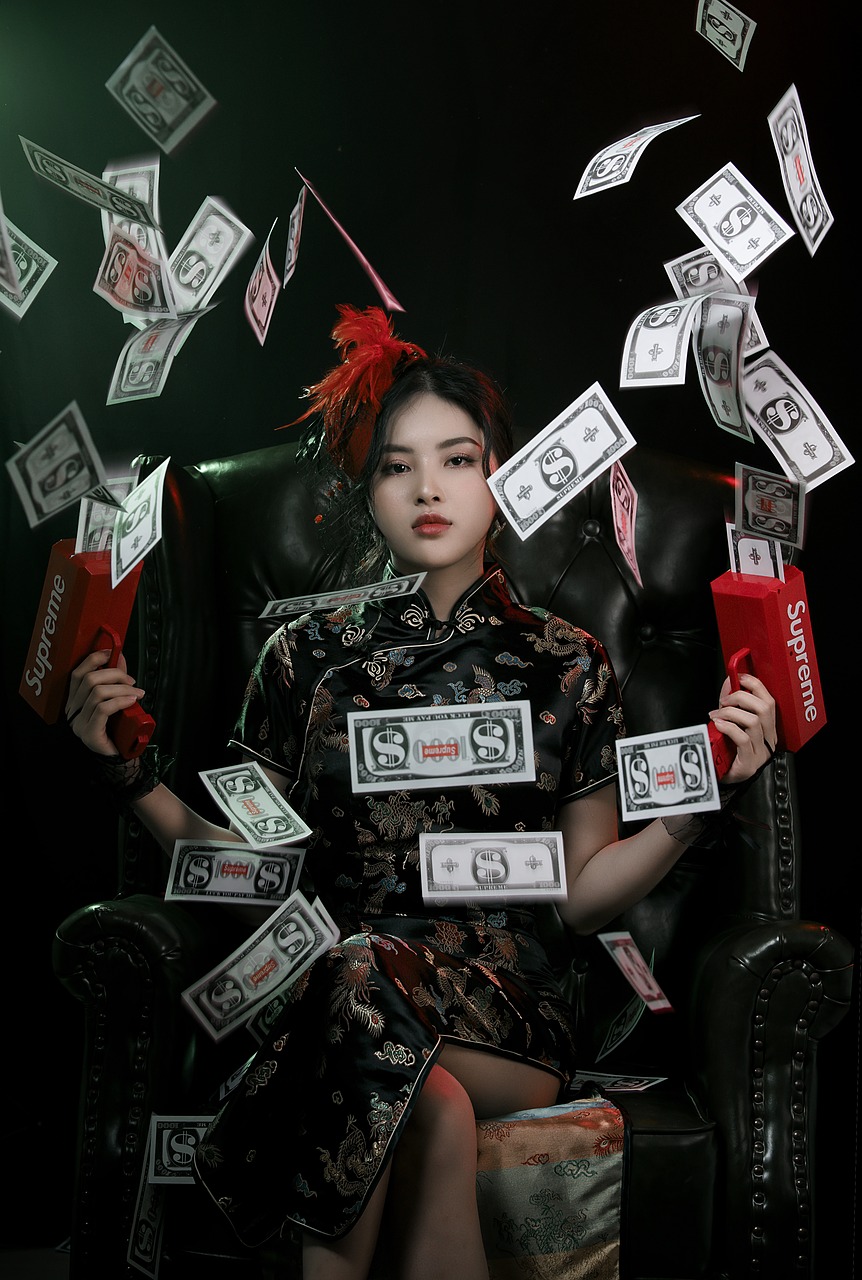 woman, costume, money